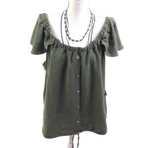 a.n.a button down blouse rich avocado Large